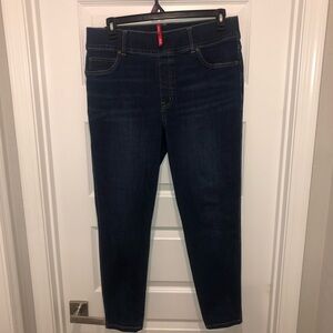 Spanx Women's Stretch 2 Pocket Pull-On Ankle Crop Skinny Blue Jeans 1X